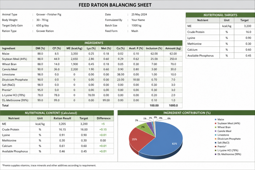Least-Cost Feed Ration Balancing Calculator